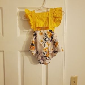 Floral Infant Apron Bubble Onesie